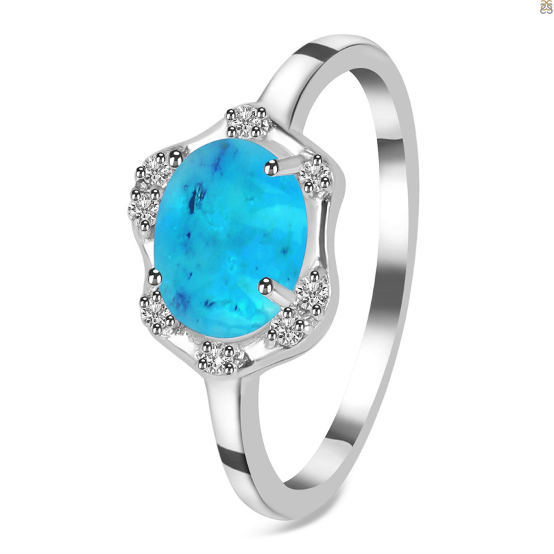 Turquoise & White Topaz Ring