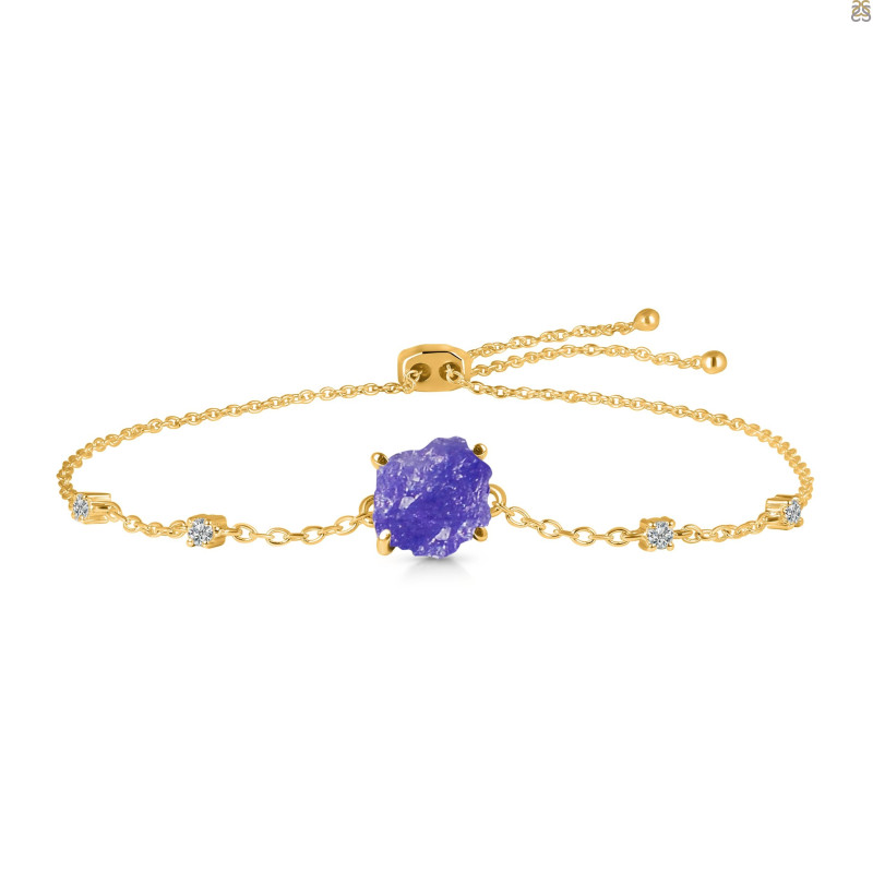 Tanzanite Raw Crystal & White Topaz Bracelet With Adjustable Camera Lock TZN-RCYB-2-CAMERA-LOCK