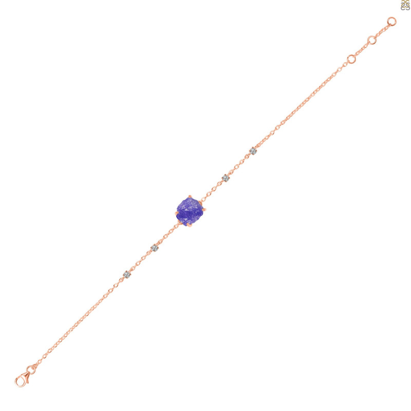 Tanzanite Raw Crystal & White Topaz Bracelet TZN-RCYB-2