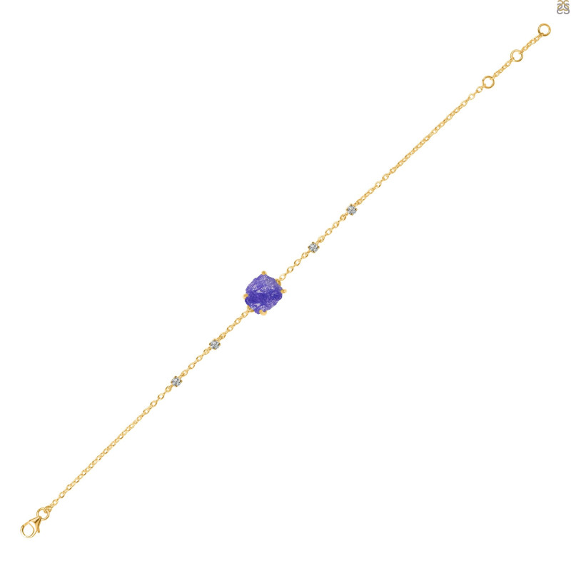 Tanzanite Raw Crystal & White Topaz Bracelet TZN-RCYB-2