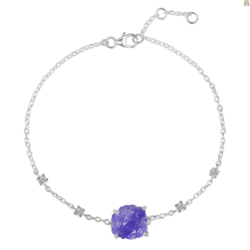Tanzanite Raw Crystal & White Topaz Bracelet TZN-RCYB-2