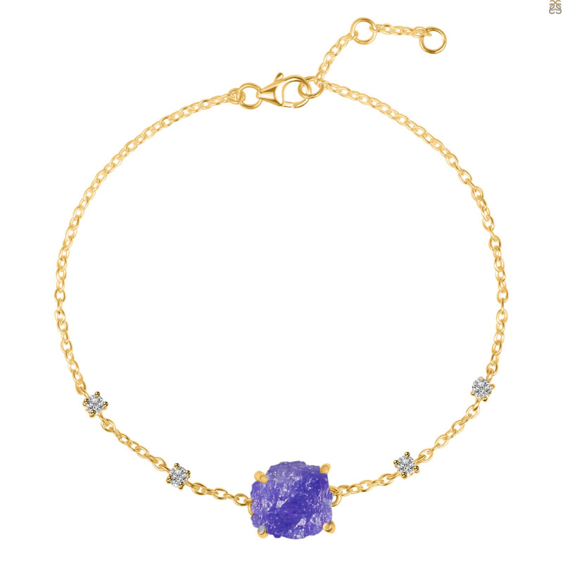 Tanzanite Raw Crystal & White Topaz Bracelet TZN-RCYB-2