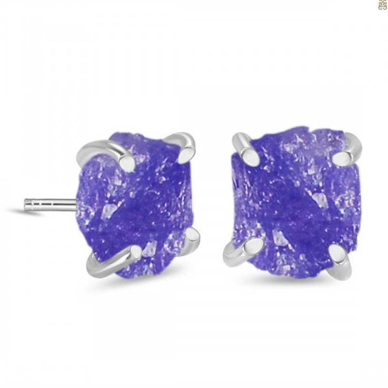 Tanzanite Raw Crystal Stud Earring