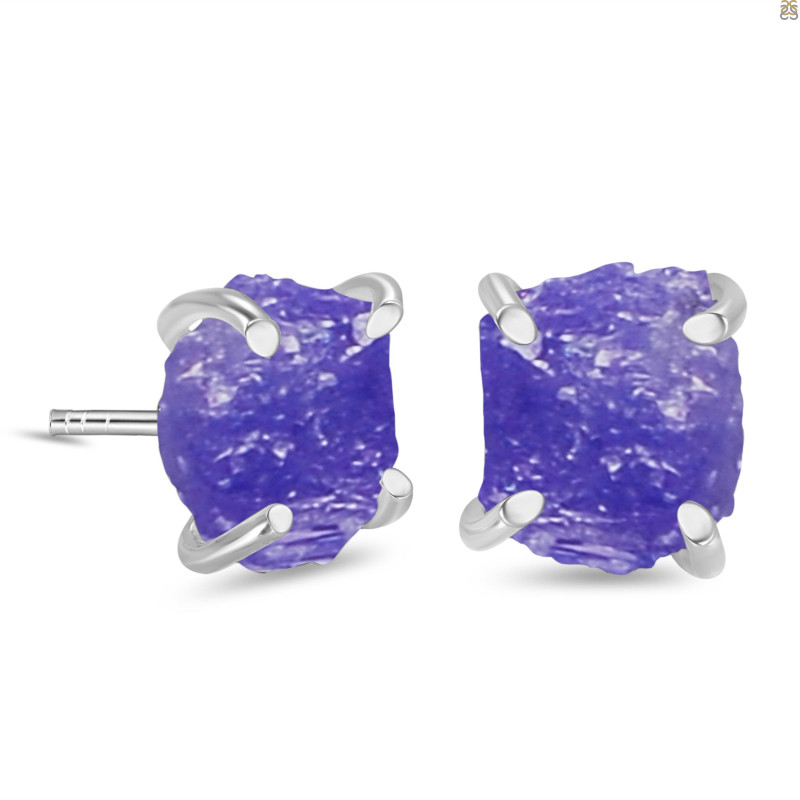 Tanzanite Raw Crystal Stud Earring
