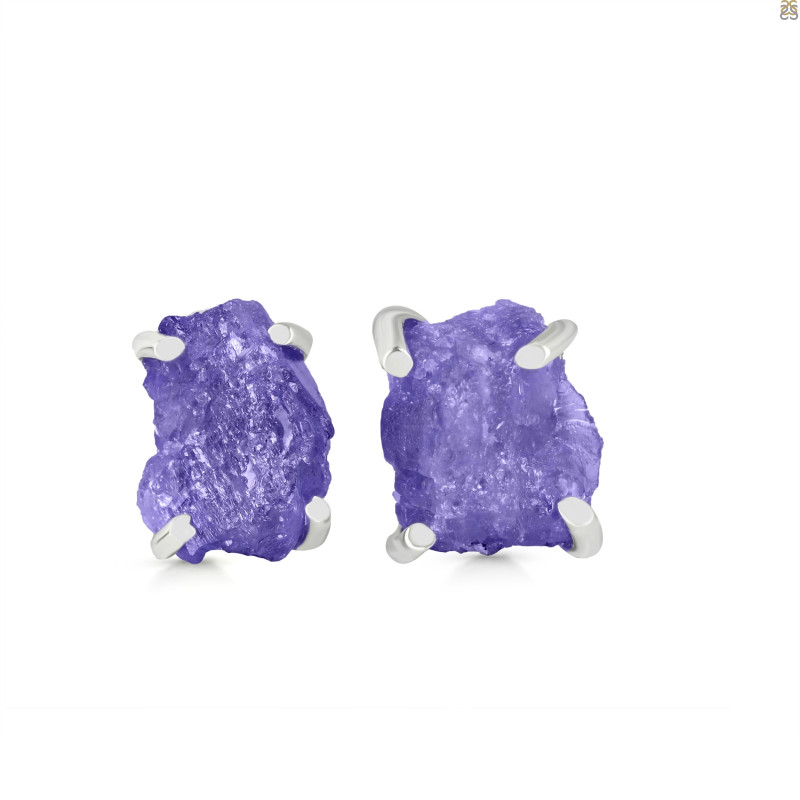 Tanzanite Raw Crystal Stud Earring