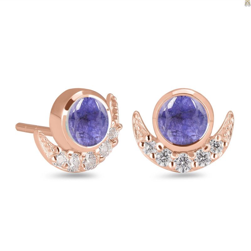 Tanzanite & White Topaz Stud Earring TZN-RE-4.