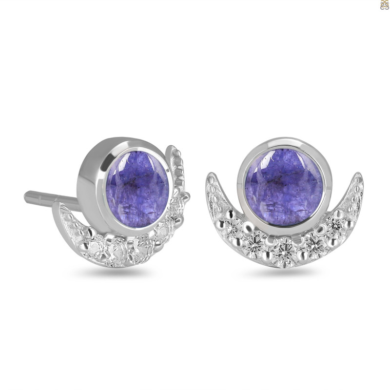 Tanzanite & White Topaz Stud Earring