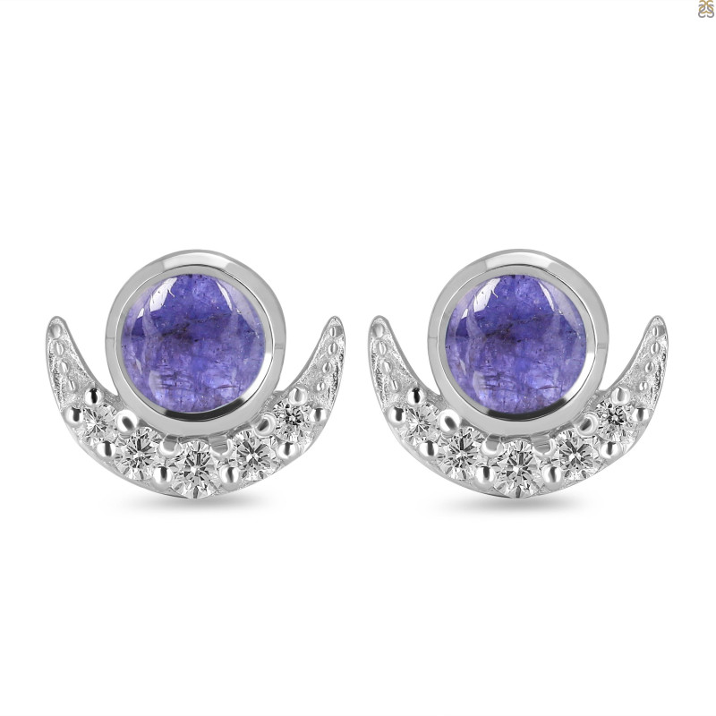 Tanzanite & White Topaz Stud Earring TZN-RE-4.