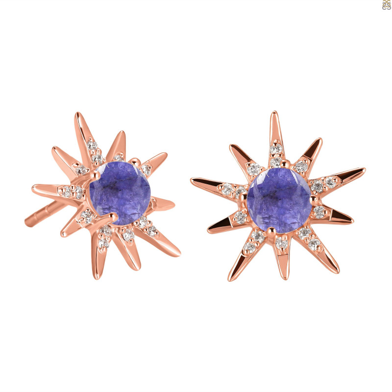 Tanzanite & White Topaz Stud Earring TZN-RE-50.