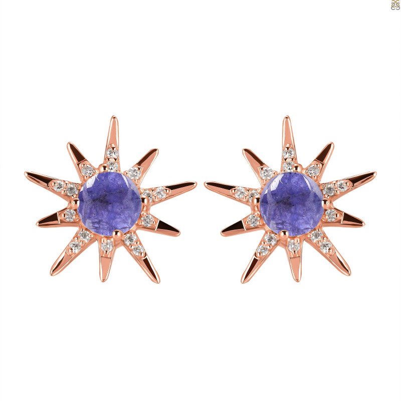 Tanzanite & White Topaz Stud Earring TZN-RE-50.