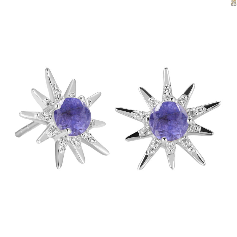 Tanzanite & White Topaz Stud Earring