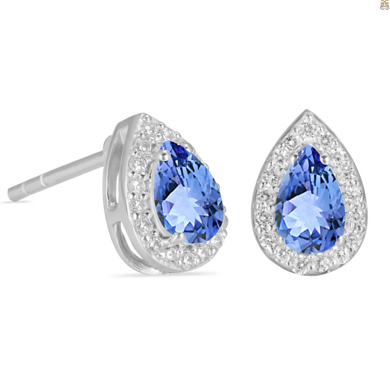 Tanzanite & White Topaz Stud Earring