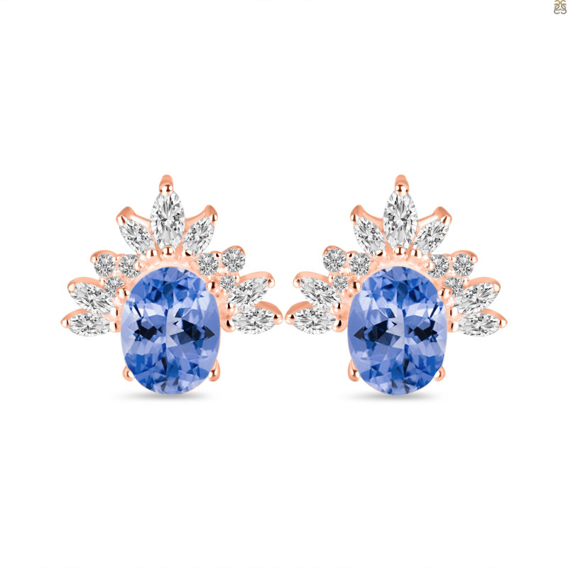 Tanzanite & White Topaz Stud Earring TZN-RE-71.