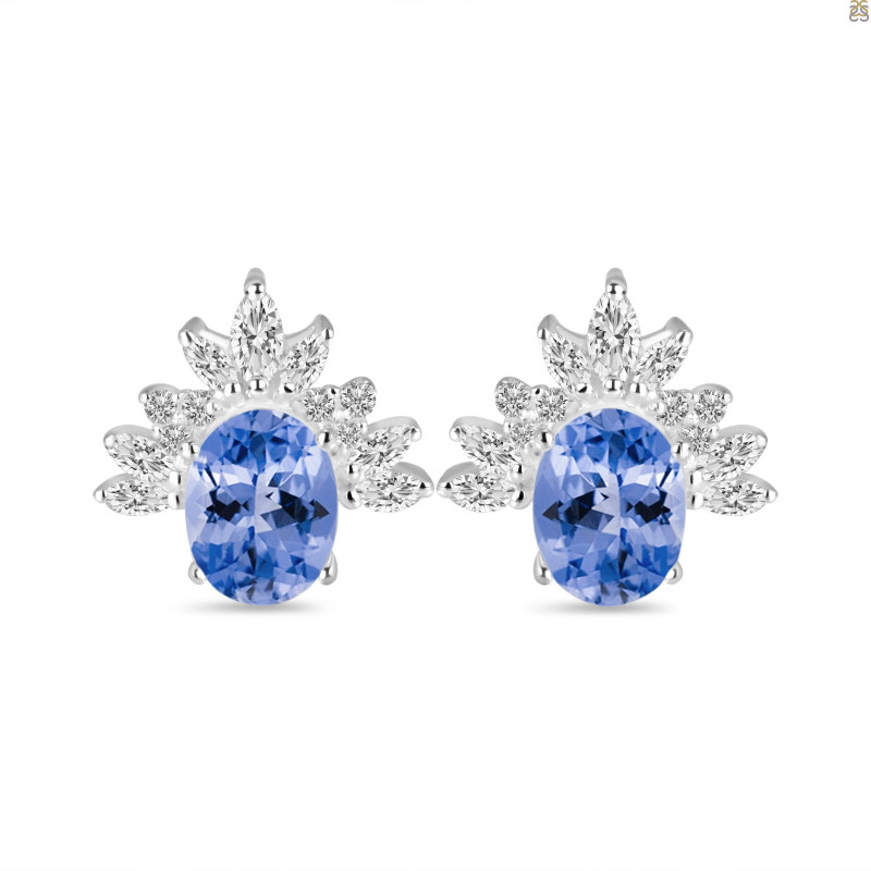 Tanzanite & White Topaz Stud Earring TZN-RE-71.