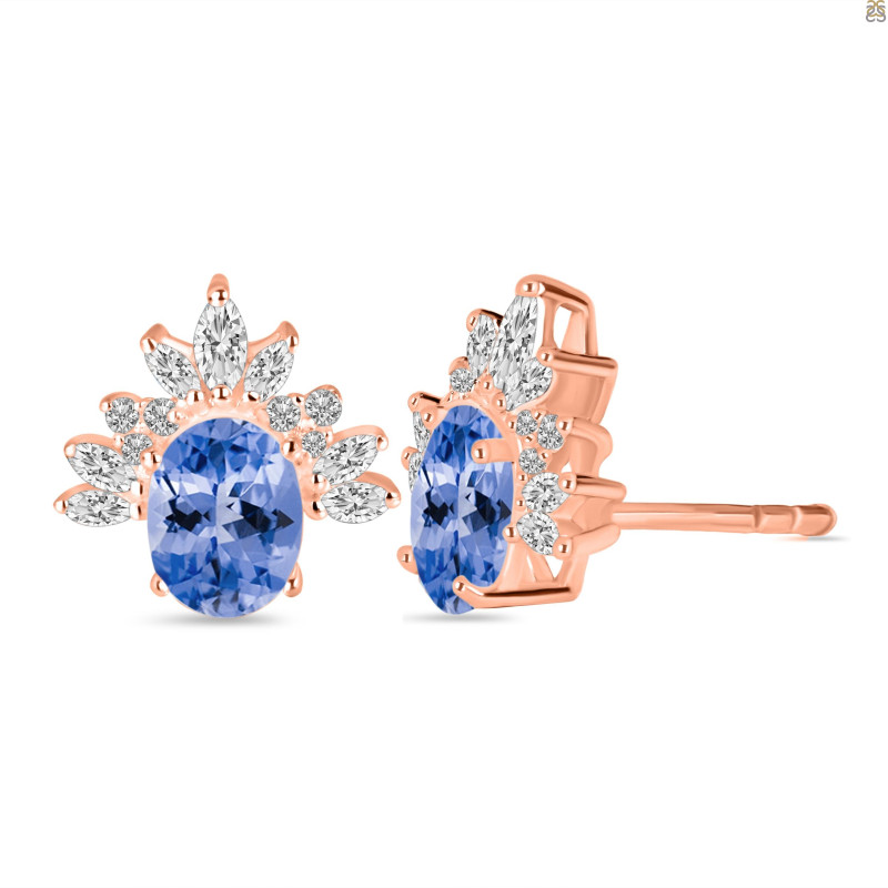 Tanzanite & White Topaz Stud Earring TZN-RE-71.
