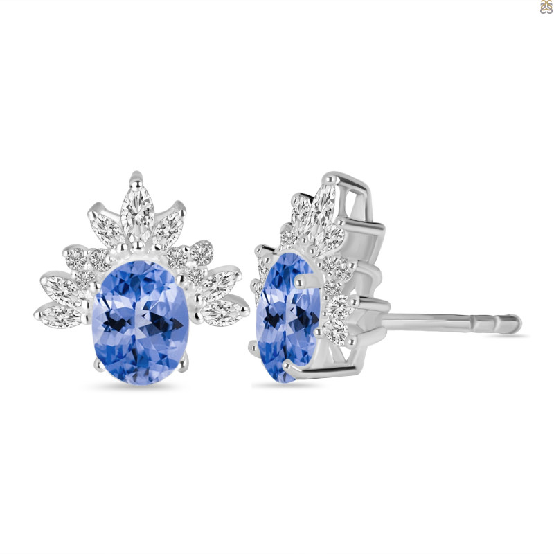 Tanzanite & White Topaz Stud Earring