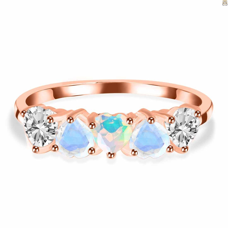 Opal & Moonstone & White Topaz Ring OPL / RBM / WTZ-RDR-2748.