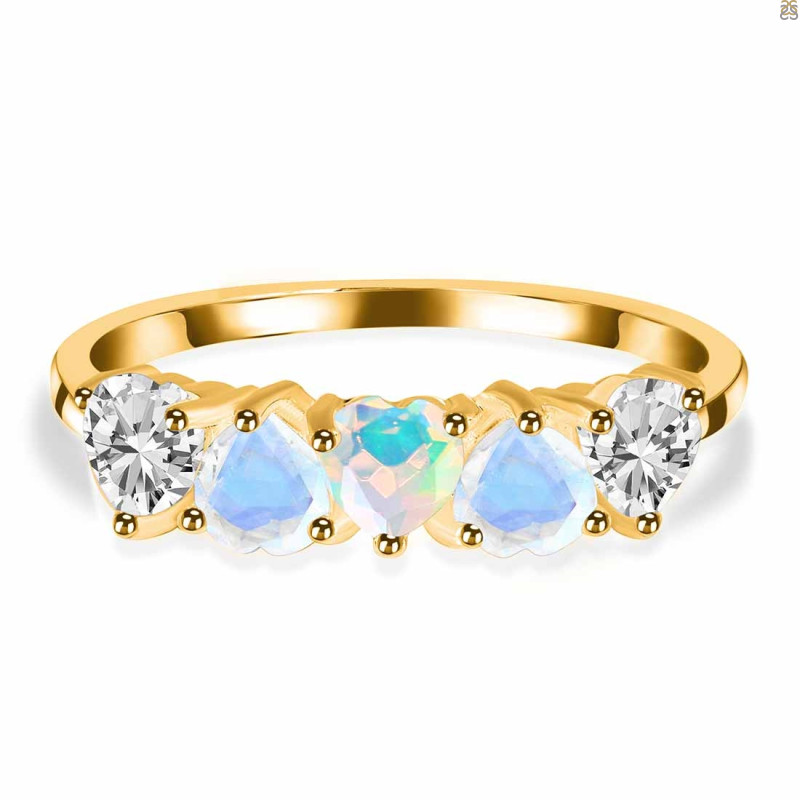 Opal & Moonstone & White Topaz Ring OPL / RBM / WTZ-RDR-2748.