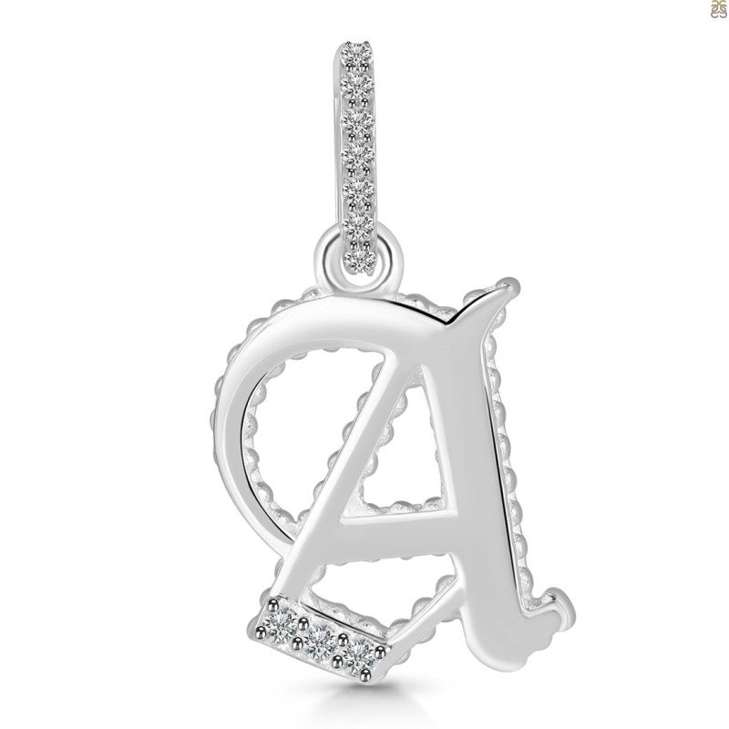 Cubic Zirconia Alphabet A Pendant CUZ-RDA-183.