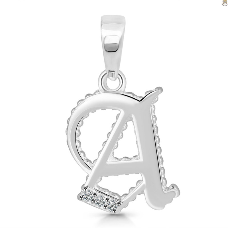Cubic Zirconia Alphabet A Pendant CUZ-RDA-157.