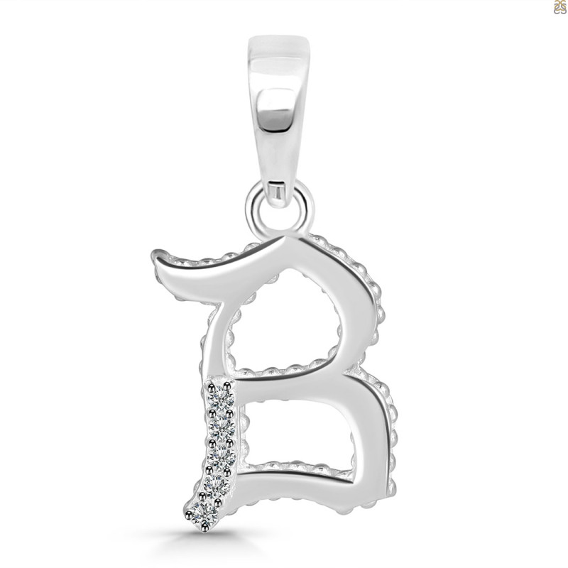 Cubic Zirconia Alphabet B Pendant CUZ-RDA-158.