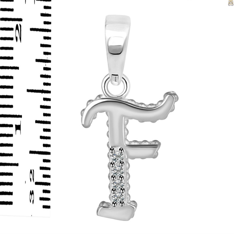 Cubic Zirconia Alphabet F Pendant CUZ-RDA-162.