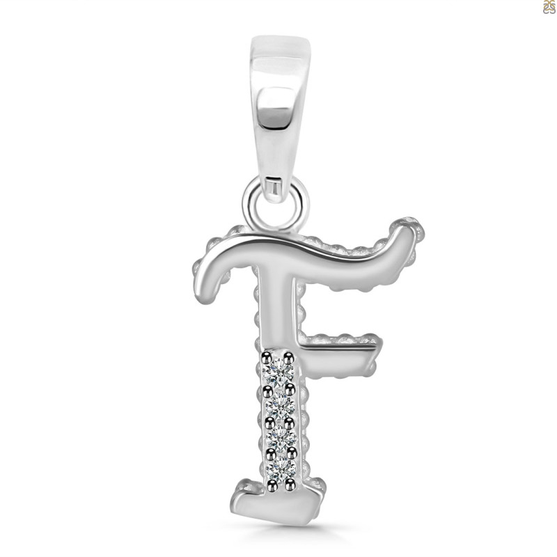 Cubic Zirconia Alphabet F Pendant CUZ-RDA-162.
