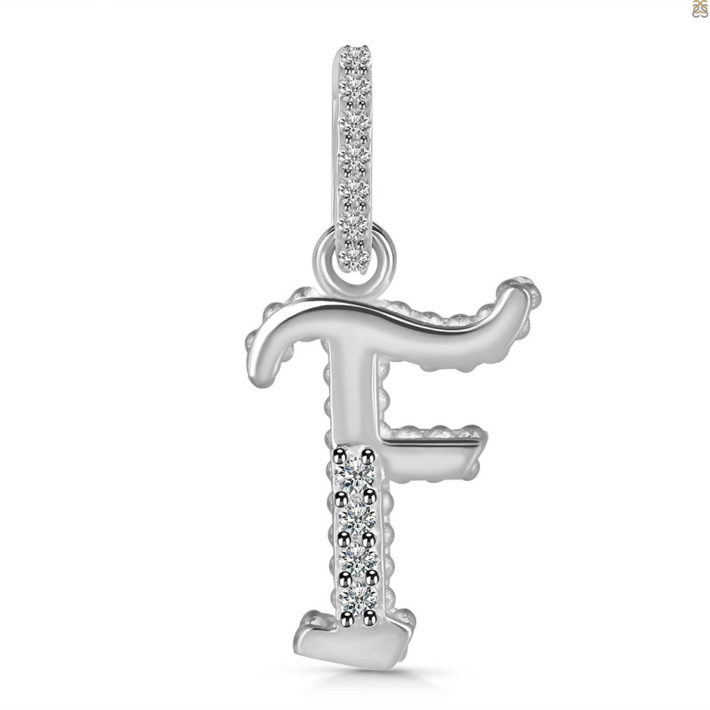 Cubic Zirconia Alphabet F Pendant CUZ-RDA-188.