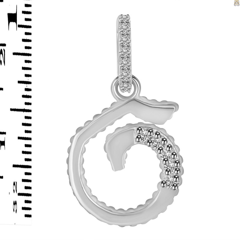 Cubic Zirconia Alphabet G Pendant CUZ-RDA-189.