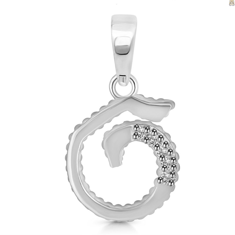 Cubic Zirconia Alphabet G Pendant CUZ-RDA-163.
