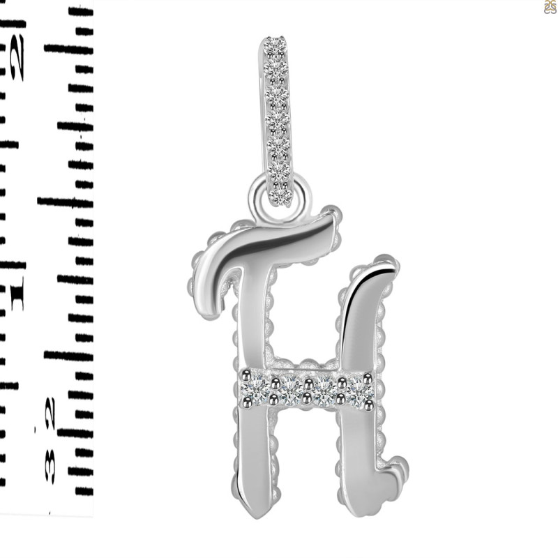 Cubic Zirconia Alphabet H Pendant CUZ-RDA-190.