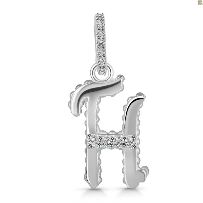 Cubic Zirconia Alphabet H Pendant CUZ-RDA-190.