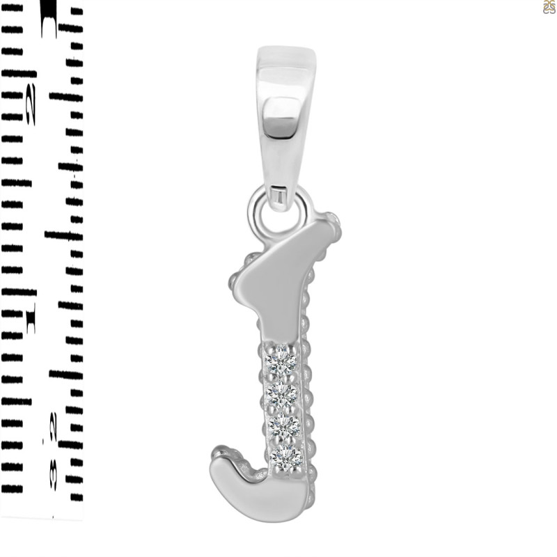 Cubic Zirconia Alphabet J Pendant CUZ-RDA-166.
