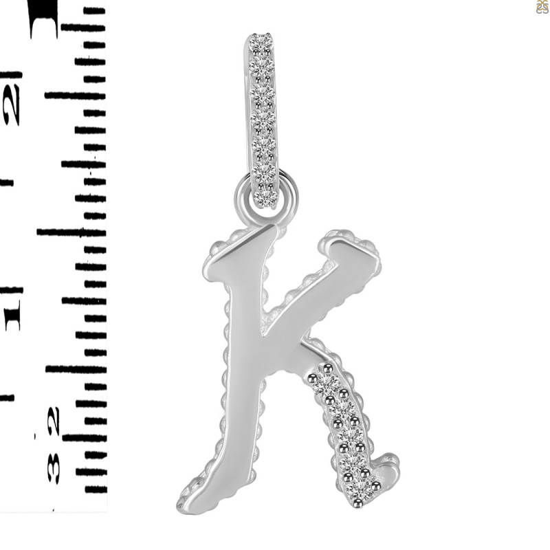 Cubic Zirconia Alphabet K Pendant CUZ-RDA-193.