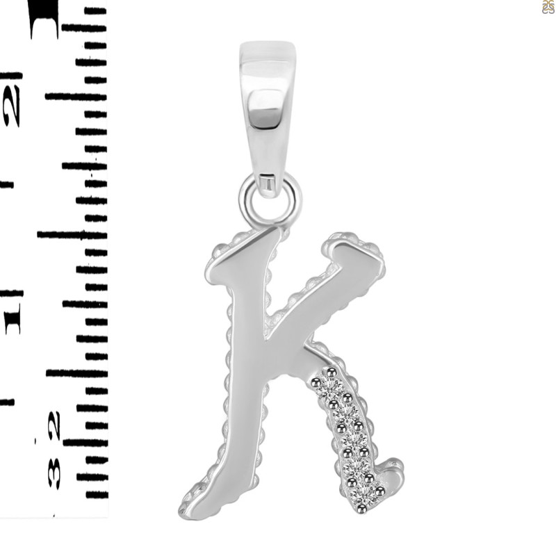 Cubic Zirconia Alphabet K Pendant CUZ-RDA-167.
