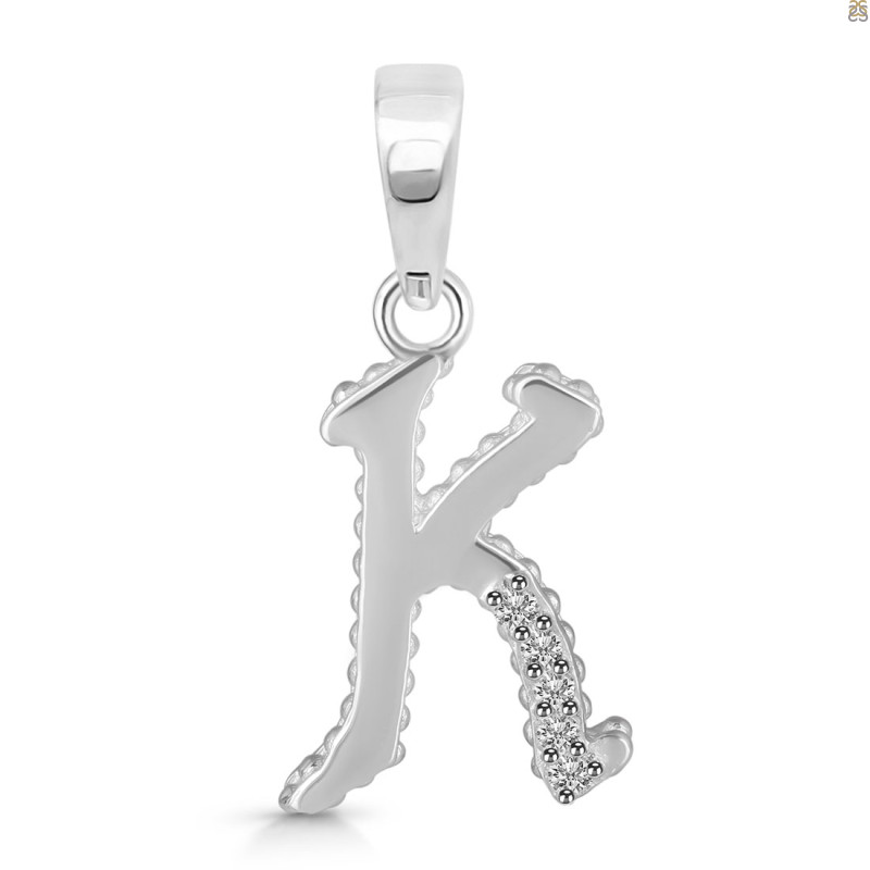 Cubic Zirconia Alphabet K Pendant CUZ-RDA-167.