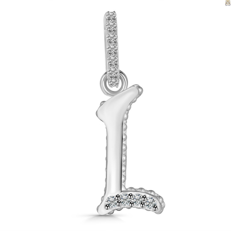 Cubic Zirconia Alphabet L Pendant CUZ-RDA-194.