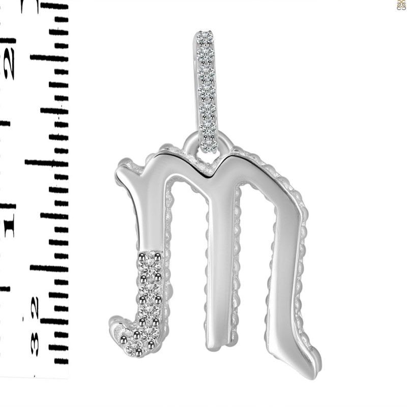 Cubic Zirconia Alphabet M Pendant CUZ-RDA-195.