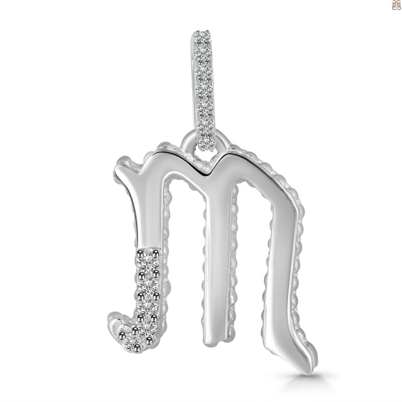 Cubic Zirconia Alphabet M Pendant CUZ-RDA-195.