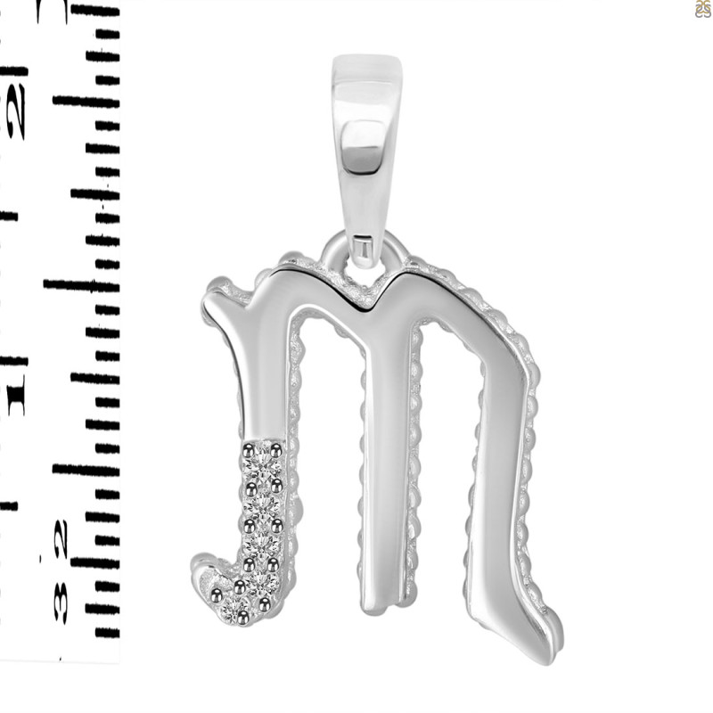 Cubic Zirconia Alphabet M Pendant CUZ-RDA-169.