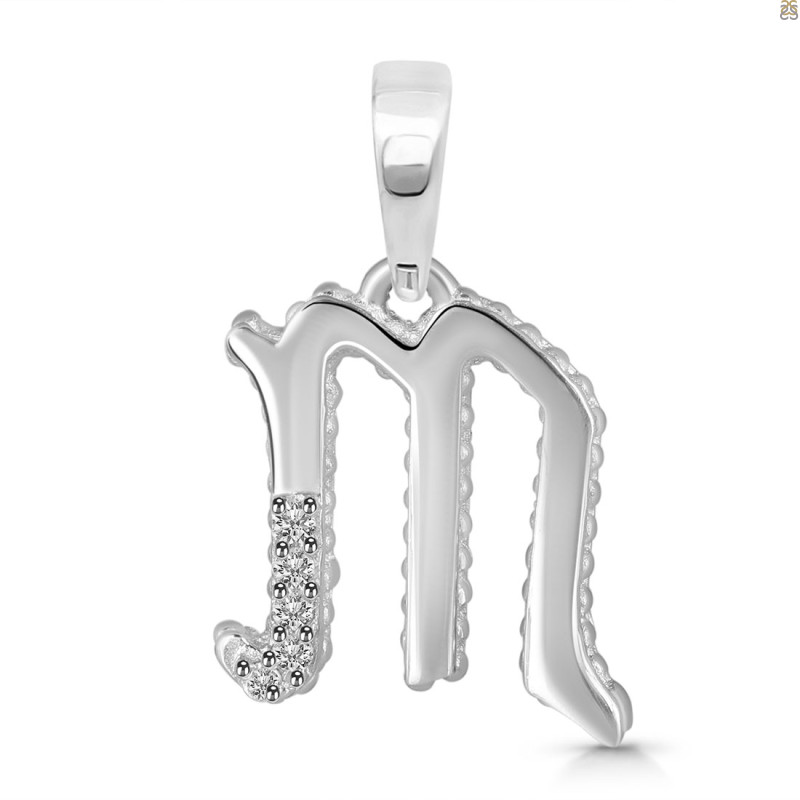 Cubic Zirconia Alphabet M Pendant CUZ-RDA-169.