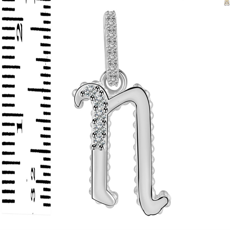 Cubic Zirconia Alphabet N Pendant CUZ-RDA-196.