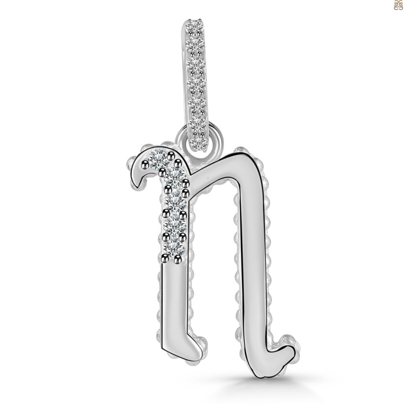 Cubic Zirconia Alphabet N Pendant CUZ-RDA-196.