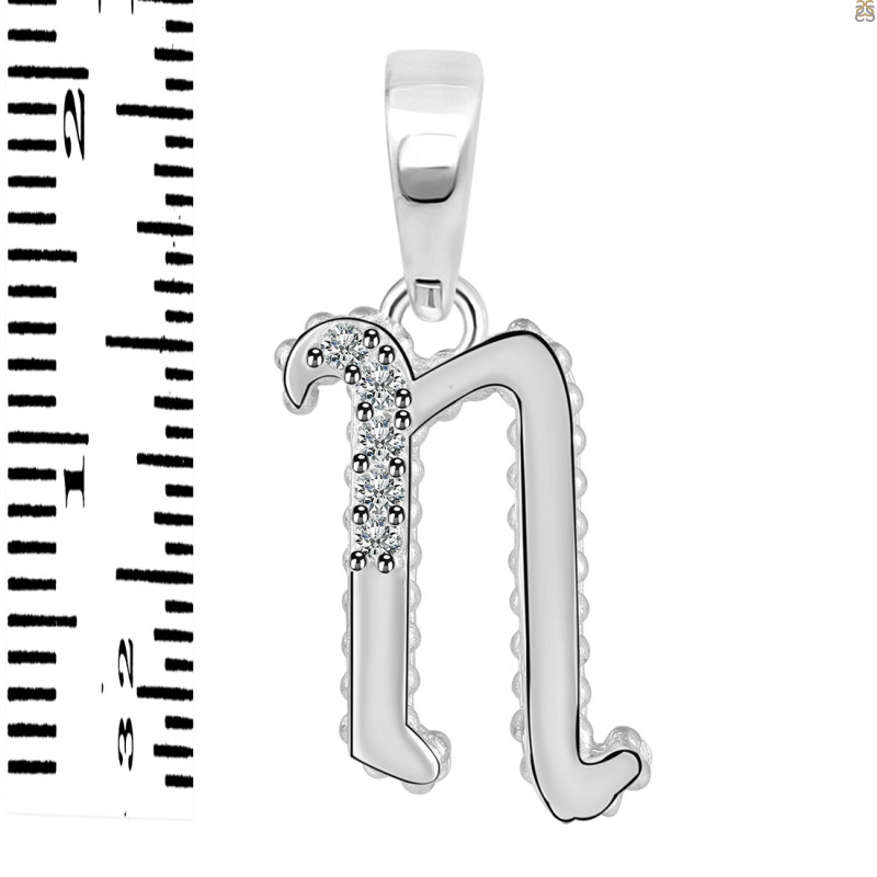 Cubic Zirconia Alphabet N Pendant CUZ-RDA-170.