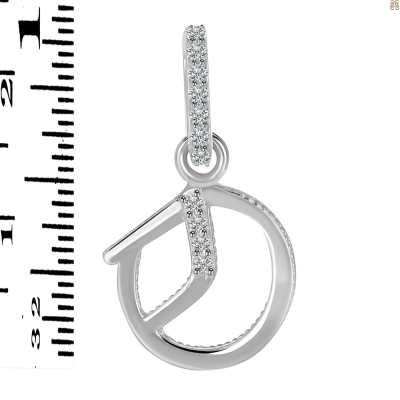 Cubic Zirconia Alphabet O Pendant CUZ-RDA-197.