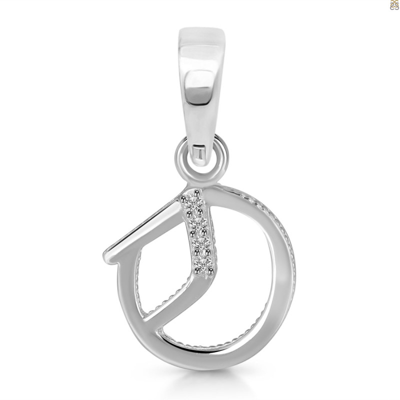 Cubic Zirconia Alphabet O Pendant CUZ-RDA-171.