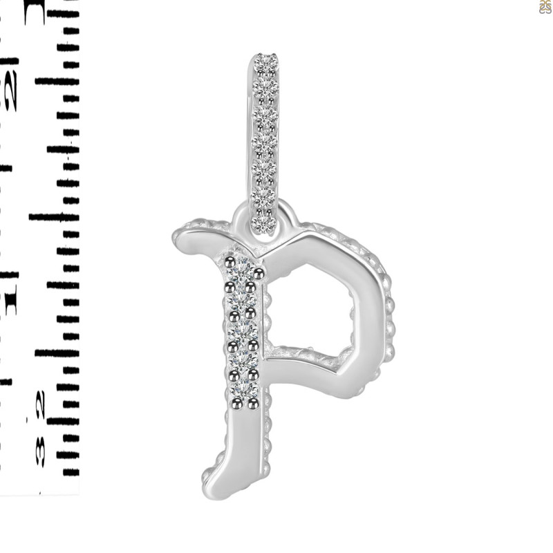 Cubic Zirconia Alphabet P Pendant CUZ-RDA-198.