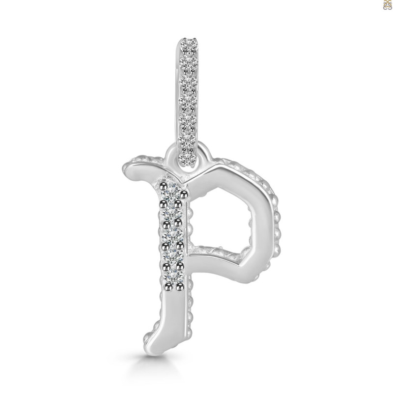Cubic Zirconia Alphabet P Pendant CUZ-RDA-198.