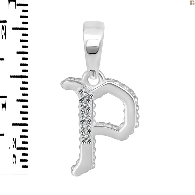 Cubic Zirconia Alphabet P Pendant CUZ-RDA-172.