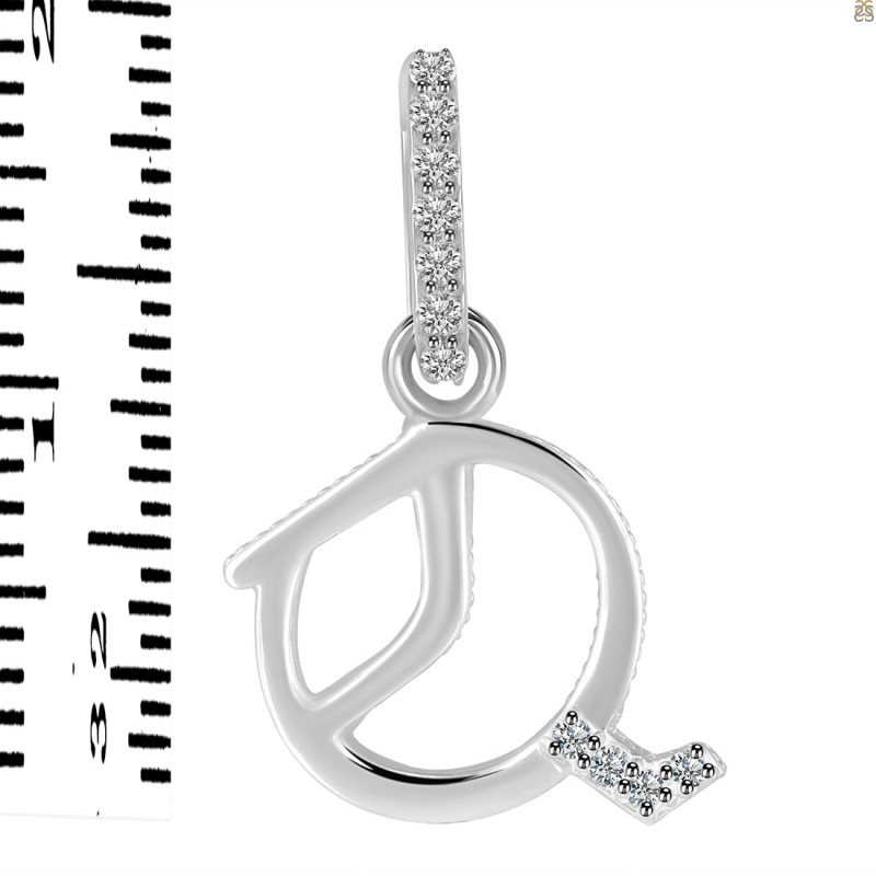 Cubic Zirconia Alphabet Q Pendant CUZ-RDA-199.